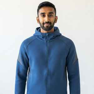 Sweat-shirt à capuche pour homme, manches raglan, imprimé géométrique, gris foncé vert, coton polyester, tissu molletonné français, décontracté, automne, coupe classique - Product Image 6