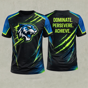 Camiseta Deportiva Unisex de Manga Corta, Poliéster, Diseño de Pantera con Sublimación, Ajustada, Absorbe la Humedad - Product Image 1
