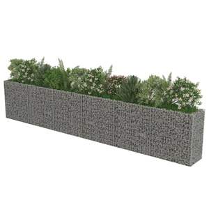 Grandes jardinières surélevées en gabion d'acier galvanisé argenté, pots et bacs à fleurs de qualité supérieure - Product Image 4