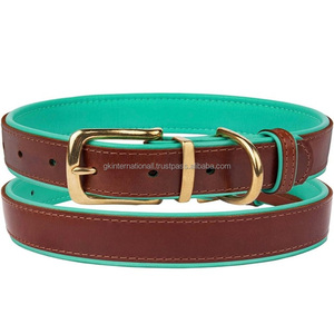 Collar de perro de cuero hecho en La India de gran oferta en muchos colores y tamaños personalizados con herrajes ajustables de acero inoxidable - Product Image 5