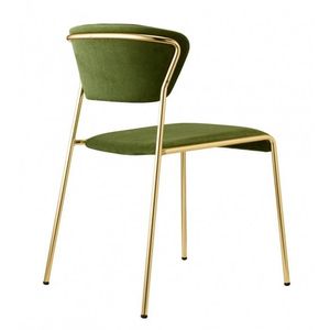 Sillón Otomano con Respaldo y Marco Dorado en Color Verde para Sala de Estar, Recibidor, Uso Decorativo - Product Image 1