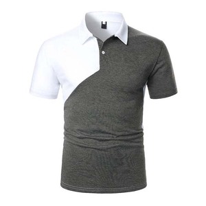 Polo en maille color-block pour homme, manches courtes, coupe décontractée, col gris et blanc, boutons, idéal pour l'été - Product Image 6