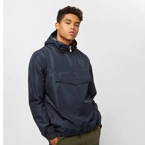 <b>Men's</b> Navy Blue Hooded Quarter-Zip Windbreaker <b>Jacket</b> Casual Outdoor Sportswear Lightweight Polyester <b>Blouson</b> Coat Autumn Wear - Product Image 1