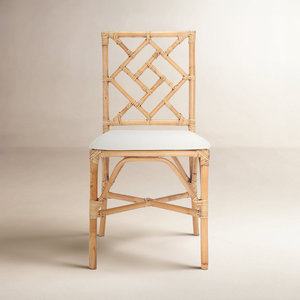 Chaise de salle à manger vintage en rotin naturel, chaise d'appoint carrée en osier, chaise sans accoudoirs en cannage tressé à la main pour la maison, le café, l'hôtel - Product Image 1