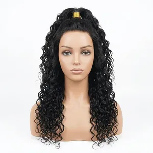 Cheveux humains indiens bouclés noirs naturels en vrac, Remy vierges, double épaisseur, densité 100%, longs et ondulés, base en soie, longueur personnalisable - Product Image 5