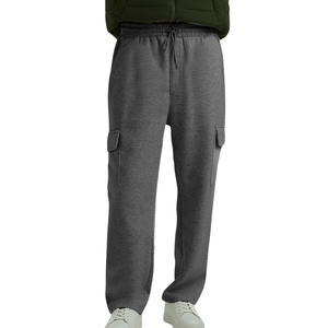 Pantalones Deportivos Cargo para Hombre, Color Gris, Cintura Elástica, Cierre con Cordón, Múltiples Bolsillos, Estilo Casual para Otoño, Tejido de Algodón de Peso Medio - Product Image 1