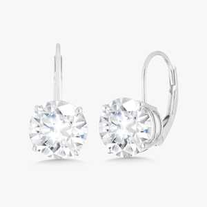4 Ctw Lab Grown Diamond <b>Dangle</b> <b>Earrings</b> Basket Prong Set Hoops 14K 18K Solid <b>Gold</b> Lever back Solitaire Statement Drops Wholesale - Product Image 3
