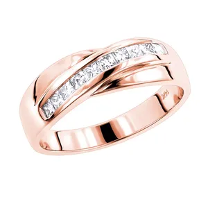 Anillo de Boda de Oro Sólido de 18K con Diamante Cultivado en Laboratorio EtherStar de 0.60ctw, Corte Esmeralda, para Hombre - Product Image 1