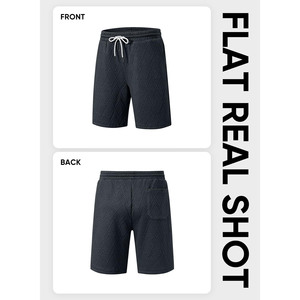 Shorts de sport décontractés en coton pour hommes avec impression de logo personnalisé, respirants, pour l'entraînement et la course à pied, avec cordon de serrage - Product Image 4