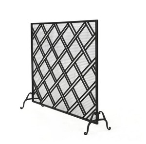 Protector de Chimenea Metálico con Rejilla Geométrica, Protector de Chispas Decorativo con Marco de Acero Resistente, Protector de Hogar Independiente - Product Image 4