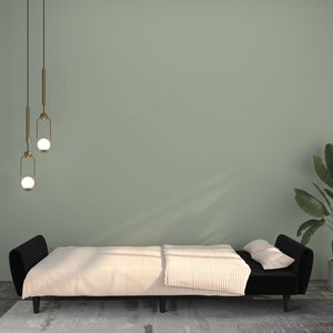 โซฟาเบดกำมะหยี่สีดำ 2 ที่นั่ง โพลีเอสเตอร์ 100% พร้อมโฟมไม้ ดีไซน์หรูหรา - Product Image 3