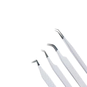 Juego de Pinzas para Pestañas de Acero Inoxidable con Punta de Fibra, Pinzas Profesionales de Alta Calidad Hechas a Mano con Banda de Algodón Negra - Product Image 5