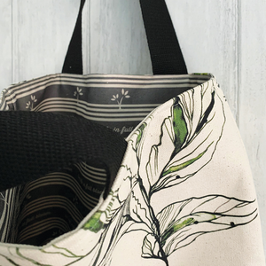 Bolso de mano de lona de algodón ecológico con patrón de personajes sin azo, hombro con doble ASA, estilo informal - Product Image 3