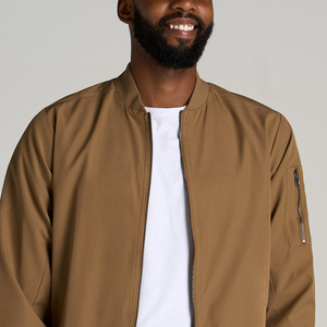 Solid Color Full Zipper Men's Winter Bomber <b>Jacket</b> with <b>Canvas</b> Fabric Front Logo Premium Quality Lightweight - Product Image 5
