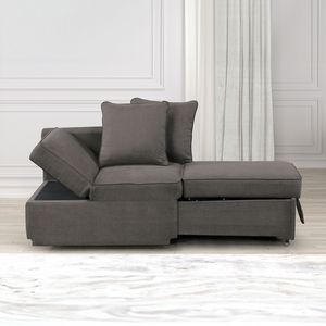 Poltrona Convertibile in Stile Contemporaneo, 1 Pezzo, Tessuto Grigio con Seduta Funzionale e Vano Portaoggetti, con Cuscini per Soggiorno - Product Image 5