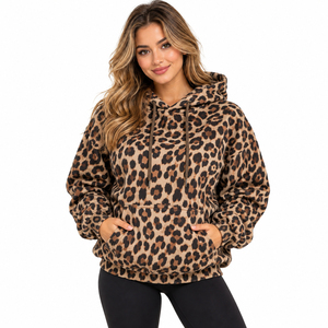 Sudadera con Capucha Personalizada con Estampado Animal para Mujer, Sudadera de Forro Polar Estampada Extra Grande, Sudadera Cálida de Invierno, Sudadera con Capucha con Diseño Personalizado para Mujer - Product Image 1