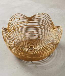 Panier de rangement pour fruits en fil métallique doré ondulé bio, bol ouvert, organisateur de légumes pour table de cuisine - Product Image 3