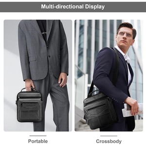Modern Genuine <b>Leather</b> <b>Messenger</b> <b>Bag</b> For Laptop And Crossbody Carry With Adjustable Strap For Work Travel Office And Daily Use - Product Image 3