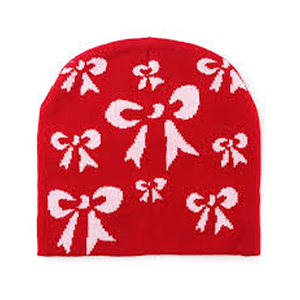 <b>Womens</b> Cute Solid Color Jacquard Bow Pattern Knitted Beanie <b>Winter</b> <b>Hat</b> Skull Cap - Product Image 3