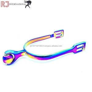 Espuelas Inglesas de Acero Inoxidable HORSE 2026, Multicolores, con Rodillo de Arcoíris, para Deportes Ecuestres Occidentales, RIAZ JAMAL INTERNATIONAL - Product Image 5