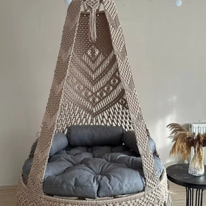 <b>Macrame</b> Swing Swing Cushion and <b>Macrame</b> Rug 3 Piece Full Set | Hanging Swing For Indoor and Outdoor | <b>Macrame</b> Chair - Product Image 1