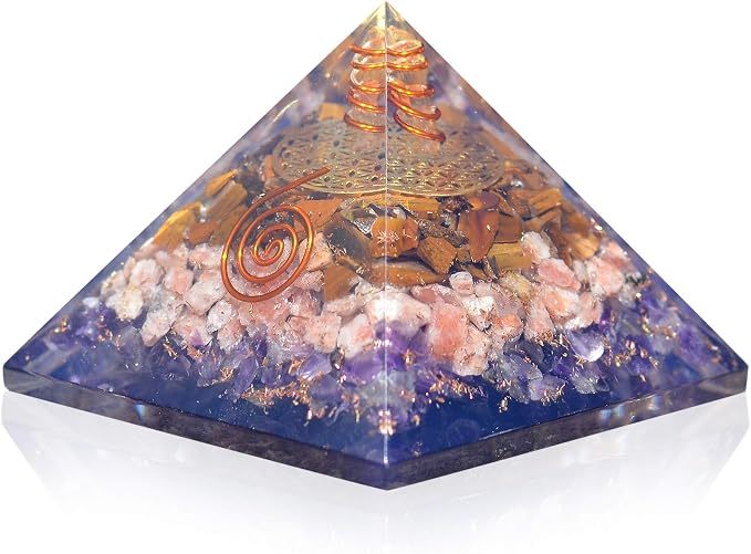 Iron Will Tiger Eye Sunstone Amethyst Orgone Pyramid