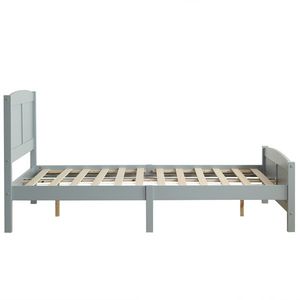 Struttura letto matrimoniale in legno grigio con testiera curva e pediera coordinata - Product Image 3