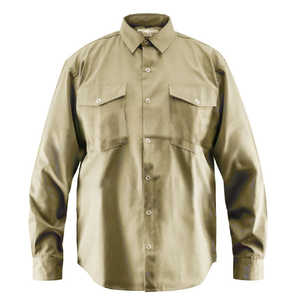 Premium 65% C35 % N 6 Oz-Chemise de travail de sécurité à manches longues avec boutons-pression à anneau 4X-Large Khaki - Product Image 1