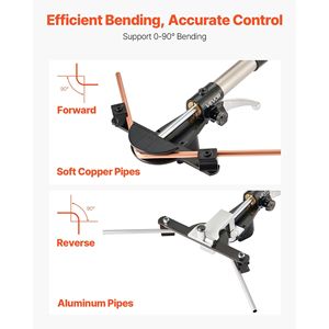Kit Piegatubi Idraulico 1/4 7/8 Pollici Avanti/Indietro, Set di Utensili per Piegatura HVAC, Piegatubi per Tubi in Alluminio e Rame da 7 Pollici - Product Image 3