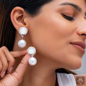 Boucles d'oreilles en perles cloutées en résine PRAO pour femmes - Product Image 3