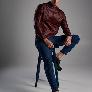 High Quality Coated Motorbike <b>Leather</b> <b>Jacket</b> with Stand Collar Cow Skin Material Vintage Style for Men-Custom Wholesale - Product Image 4