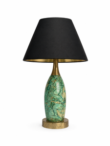 Modern Ceramic Table Lamp with Green Marble Pattern Black Linen Bell Shade LED <b>Decorative</b> <b>Lighting</b> for Hotel - Product Image 1