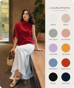 Women's Royal Blue Bohemian V-Neck Off-Shoulder Dress White Wide-Leg Pants <b>Set</b> <b>Linen</b>/Cotton All Seasons Vintage Eco-Friendly - Product Image 3