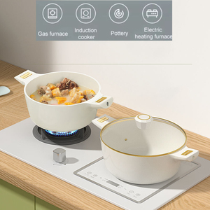 Modern Non Stick Casserole <b>Pot</b> Featuring Granite Stone Coating Multi Layer Aluminum Construction Tempered Glass Cover - Product Image 2