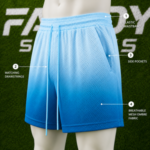 Shorts de sport pour hommes personnalisés à dégradé ombré en mesh respirant, shorts d'entraînement de basketball, shorts de gym athlétiques, shorts de streetwear à séchage rapide, shorts d'été - Product Image 6