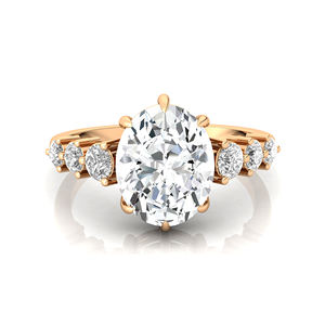 Anillo de Compromiso Hecho a Mano con Diamante Cultivado en Laboratorio de 2.5 Quilates, Corte Ovalado de 10*8mm, Color D, Claridad VVS, 6 Acentos, Certificado IGI, Oro de 14K/18K - Product Image 1