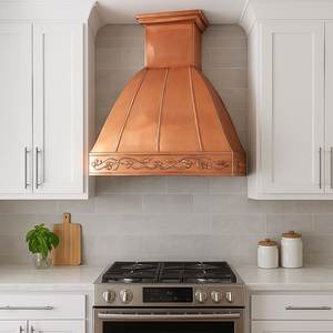 Hotte de cuisine fonctionnelle en cuivre, fabriquée avec un matériau en cuivre durable, offrant une extraction efficace des fumées et un aspect élégant - Product Image 6