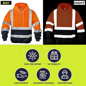 Sudadera Impermeable de Alta Visibilidad Naranja Reflectante, Ropa de Trabajo de Seguridad Clase 2 con Certificación ANSI y Logotipo Personalizado - Product Image 2