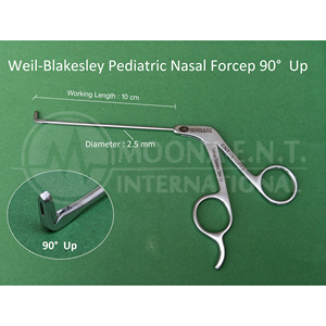 Pinza Nasal Pediátrica Weil-Blakesley 90 °   Instrumento Quirúrgico ENT con Longitud de Trabajo de 10 cm y Diámetro de 2.5 mm - Product Image 1