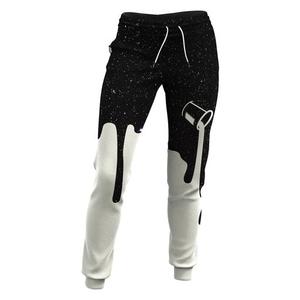 Custom Men's Dripping Print Sweatpants <b>Elastic</b> <b>Waist</b> Drawstring Casual Spliced Design Black White Polyester Autumn Wear - Product Image 1