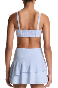 Women's Light <b>Blue</b> Striped Sports Bra Square Neck Spaghetti Strap Medium Support Breathable Yoga <b>Top</b> - Product Image 6