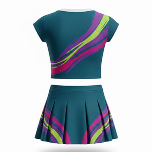 Costume de pom-pom girl personnalisé pour femmes, en polyester respirant, séchage rapide, vêtements de sport d'équipe, robe sans manches pour la danse scolaire - Product Image 2
