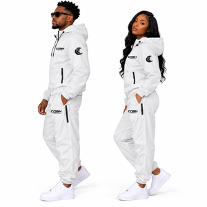 Unisex Lightweight Tracksuit Set Full Zip Hooded <b>Jacket</b> and Pants Solid <b>White</b> Quick Dry Casual Spring Wear clothing adult <b>men</b> - Product Image 5