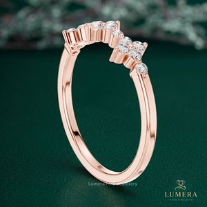 แหวนหมั้นเพชรทรงกลมเจียระไนแบบบริลเลียนท์สีโรสโกลด์สำหรับผู้หญิง เครื่องประดับหรูหราสุดโรแมนติก - Product Image 5
