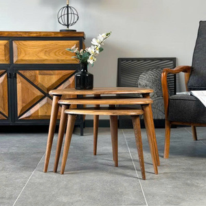 Handmade Set of <b>3</b> Walnut <b>Nesting</b> Coffee <b>Tables</b> Mid-Century Modern Side <b>Tables</b> for Living Room - Product Image 4