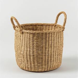 Cesta de Almacenamiento de Mimbre Contemporánea de Líneas Limpias con Asas Resistentes, Diseño Multifuncional para Cocina, Baño y Sala de Estar - Product Image 6