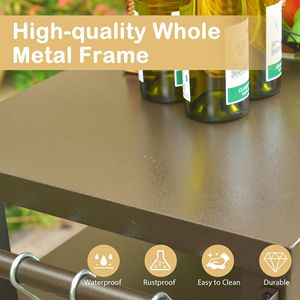 Carrello da esterno in metallo con ruote per griglia, tavolo da cucina per preparazione cibo, isole cucina, carrelli per barbecue, armadietto portaoggetti da esterno - Product Image 5