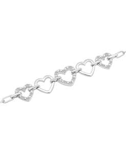 Diamond <b>Heart</b> Chain Paperclip Link <b>Bracelet</b> (1/6 ct. t.w.) in <b>Sterling</b> <b>Silver</b>, Created for | Macy's - Product Image 3