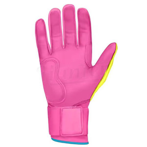 Guantes de Bateo Amarillos, Rosas y Azules, Tejido de Punto Flexible, Cuero Cabretta Premium, Guantes de Bateo de Béisbol de Alta Calidad con Puño Largo - Product Image 4