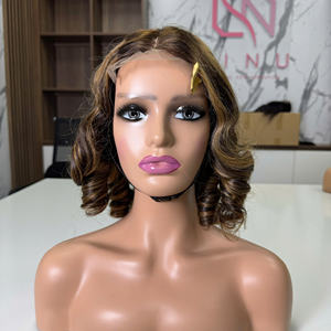 100% cheveux humains vietnamiens courts bouncy curl transparent dentelle perruque qualité Super Double dessiné cheveux prix de gros de haute qualité - Product Image 1